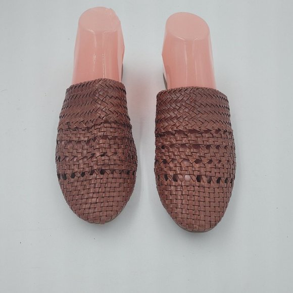 Sold/ Anthropologie Lily Leather Handwoven Mule Sandal in Cognac Size 10 - Picture 3 of 12